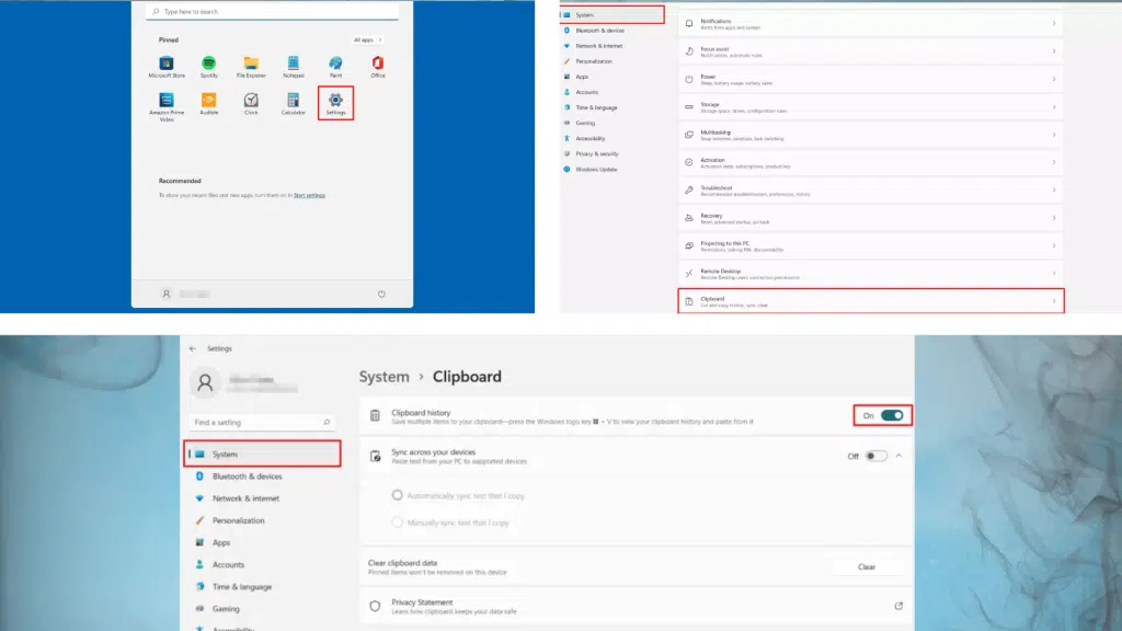 how to open clipboardon windows using without keyboard mouse only