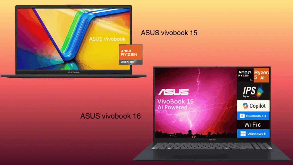 asus vivobook 16 vs 15 laptop design and display difference
