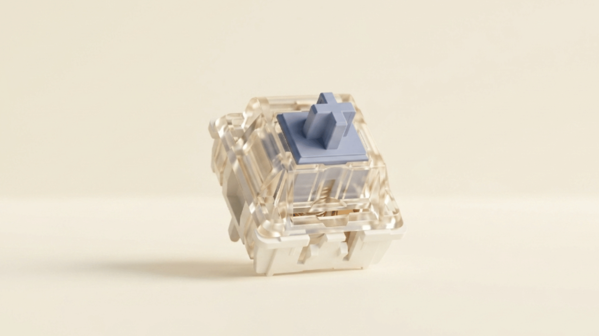 kailh speed silver switch close up showing silver stem and transparent housing on clean backdrop