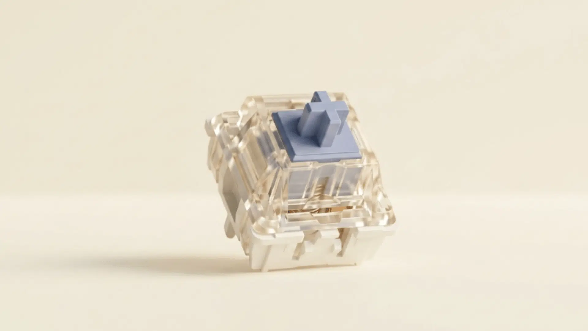 kailh speed silver switch close up showing silver stem and transparent housing on clean backdrop