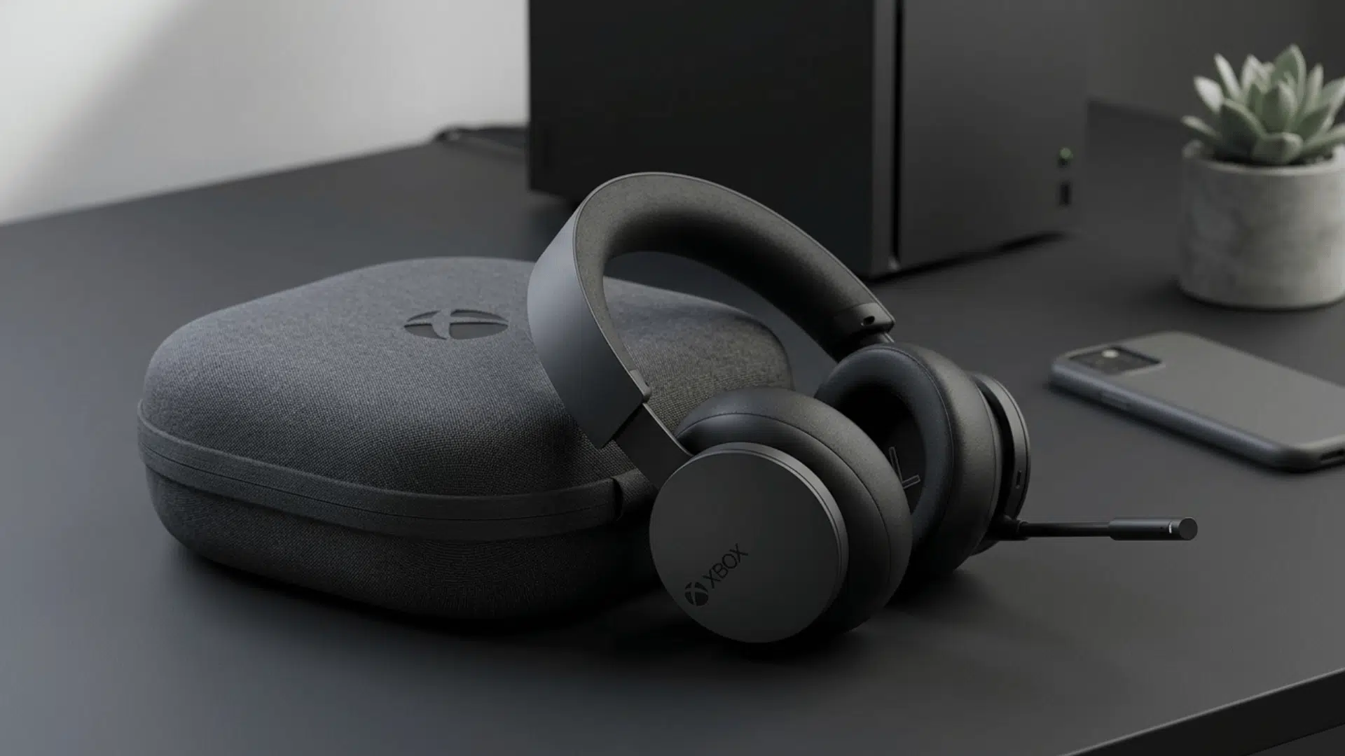 xbox wireless gaming headset with built in mic and smooth matte finish on clean minimal background