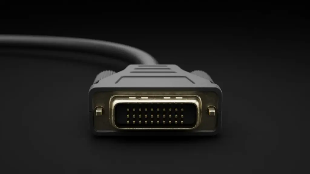 DVI cable connector with visible pin layout