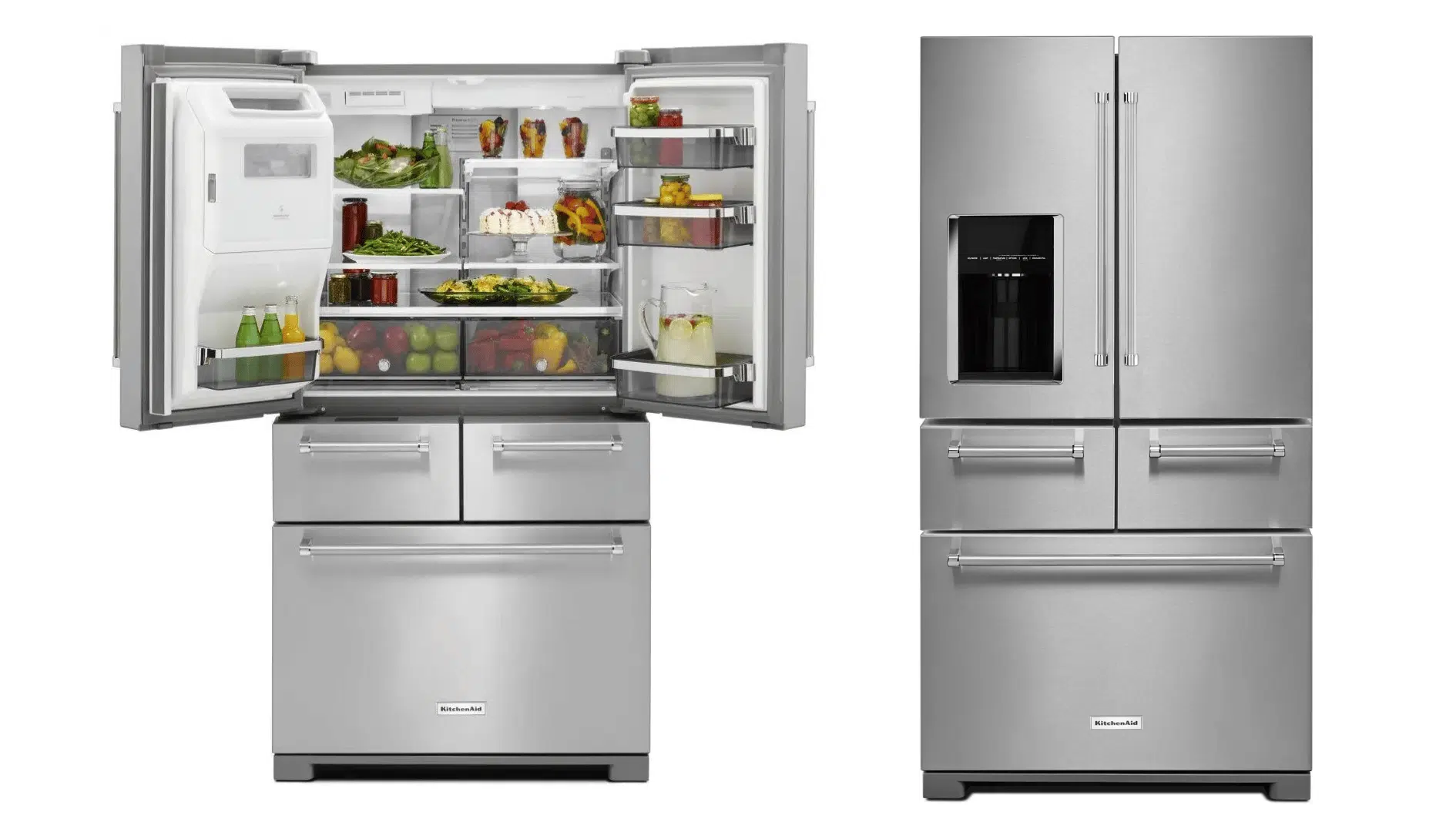 kitchenaid 25.8 cu. ft. 5-door french door refrigerator with platinum interior and stainless steel finish
