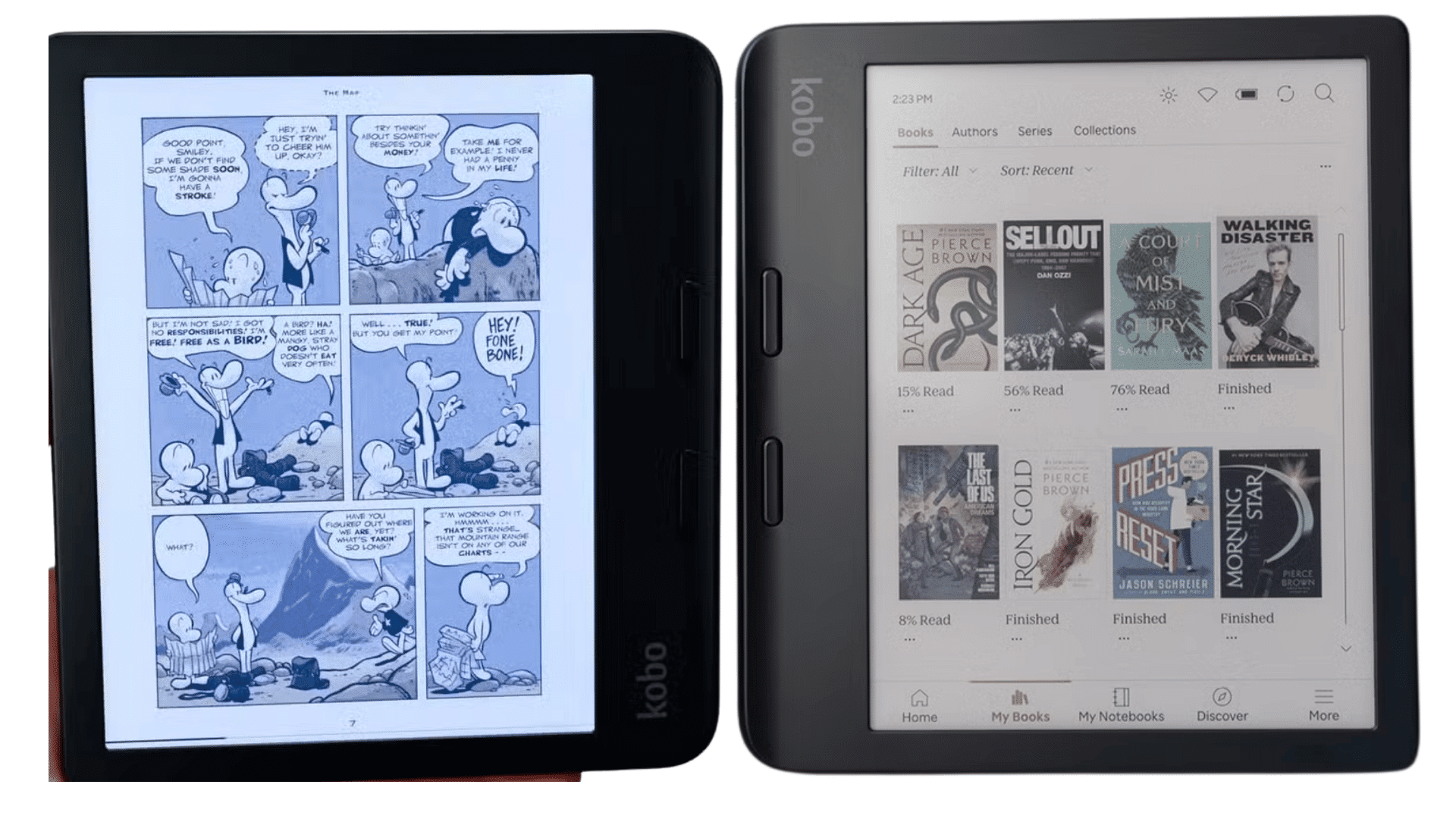 kobo libra color ereader showing color display and physical page turn buttons during first look (1)