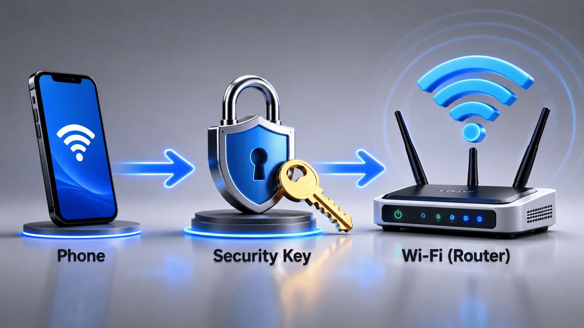 mobile device network security key and wifi router