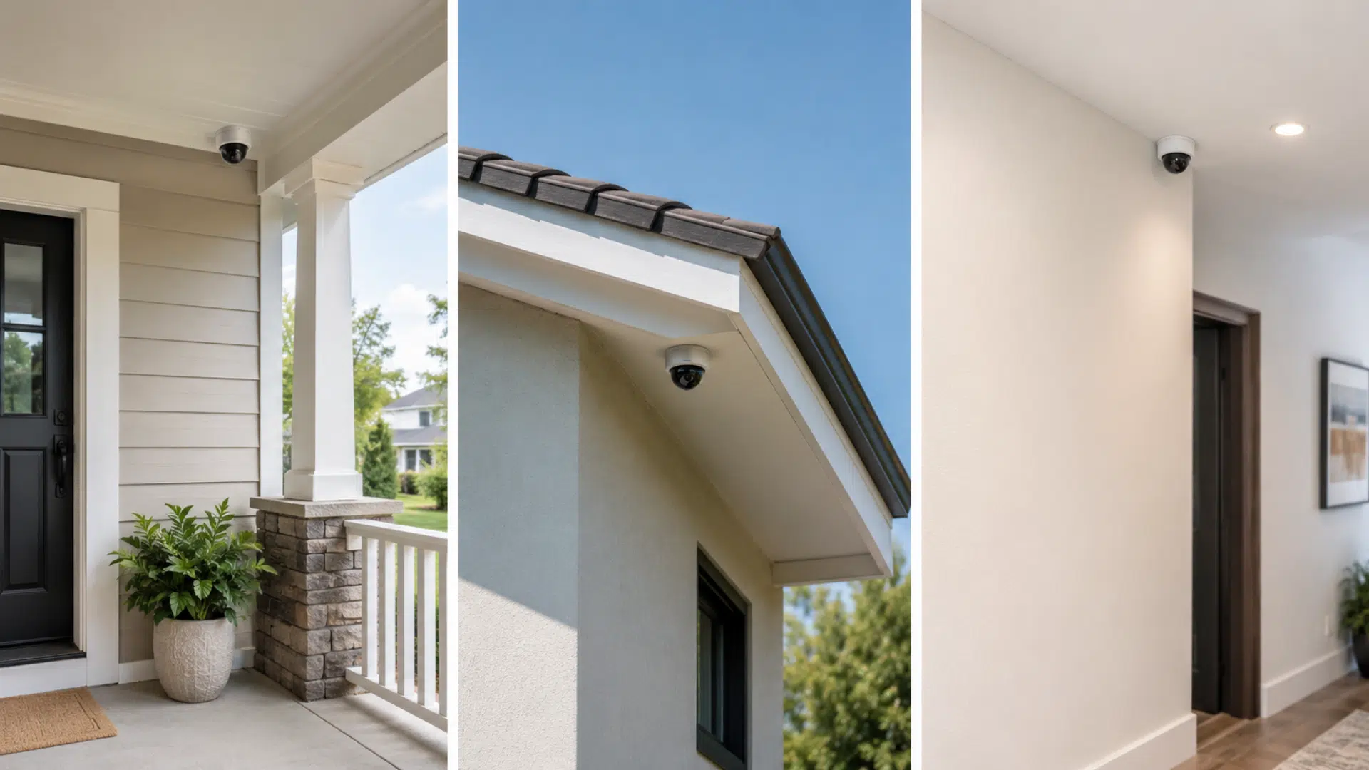 modern security camera installations in various settings indoor and outdoor