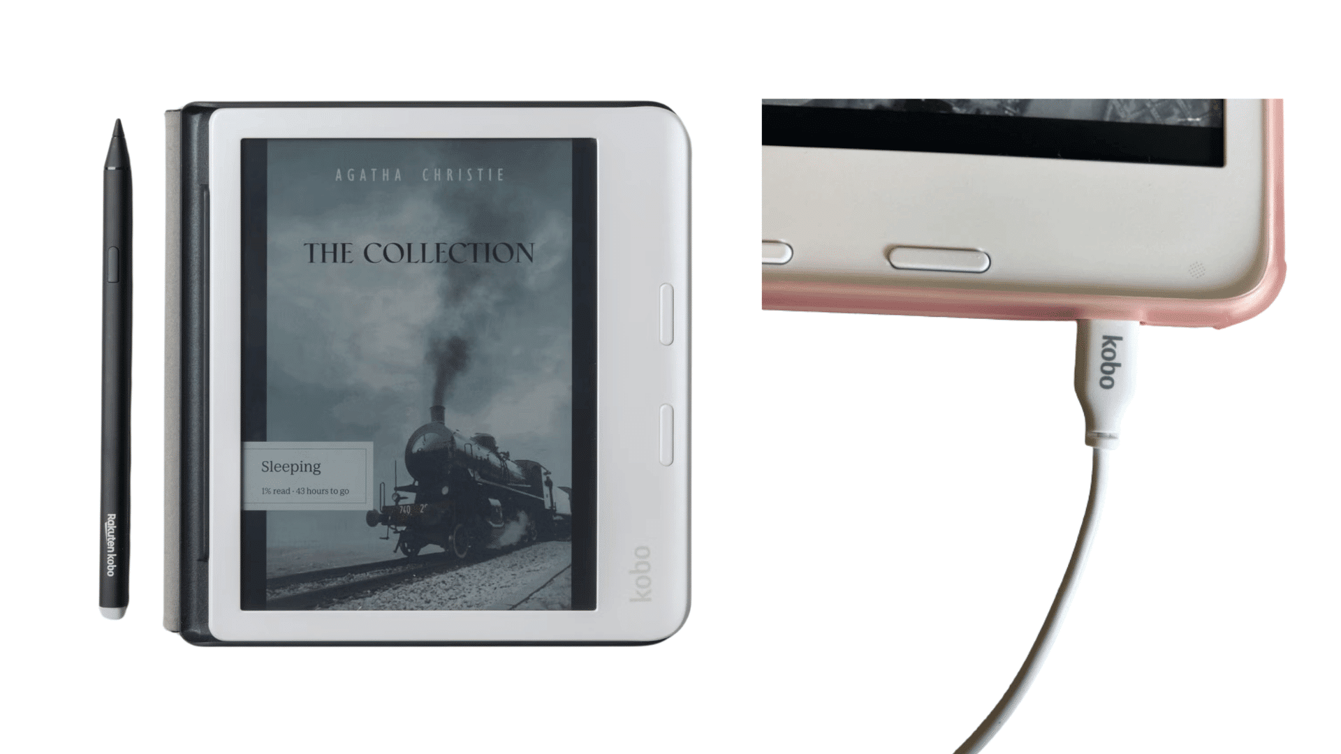 reader using kobo libra color for reading text with sharp black and white display and adjustable front light settings (2)