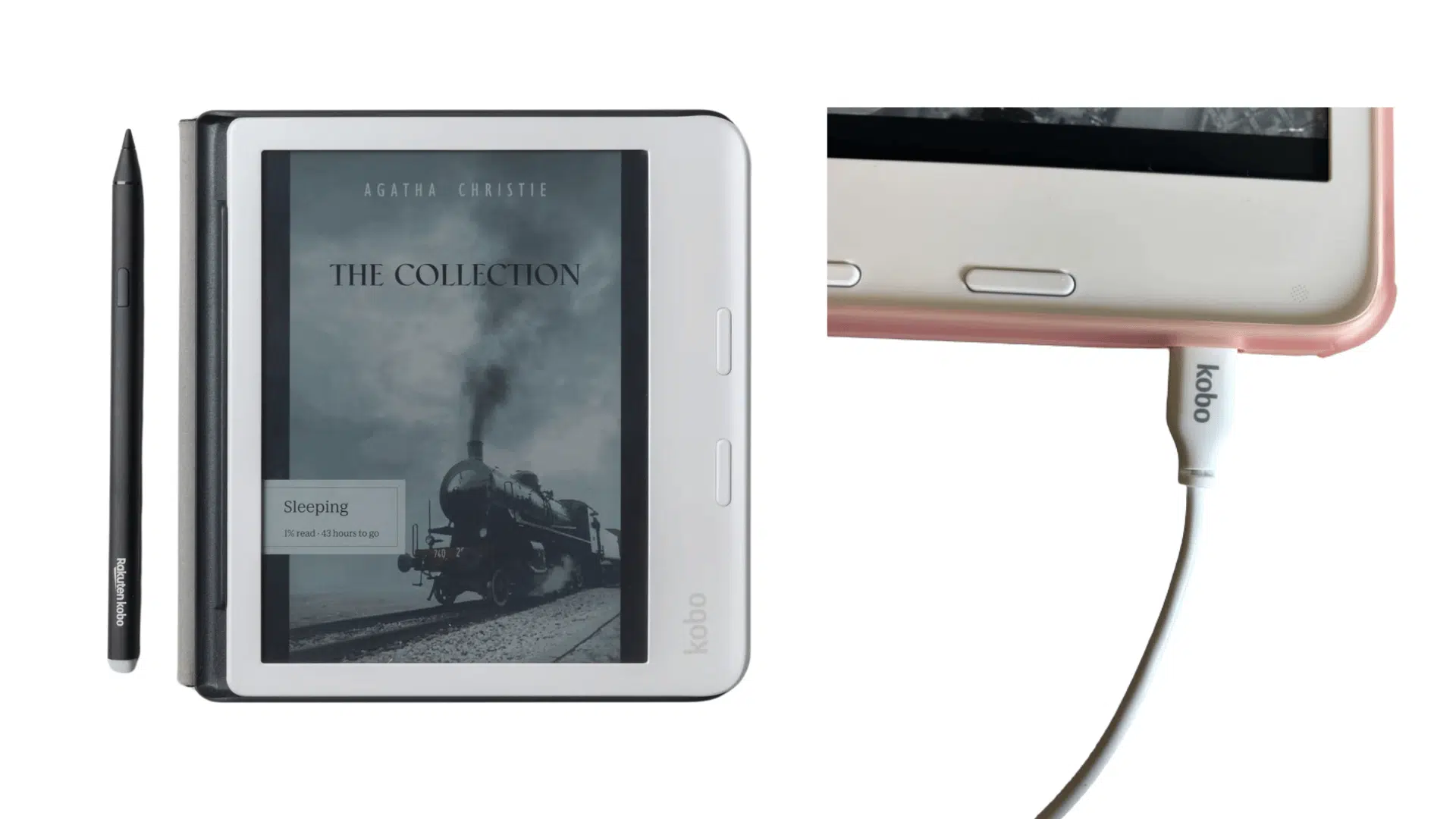 reader using kobo libra color for reading text with sharp black and white display and adjustable front light settings (2)