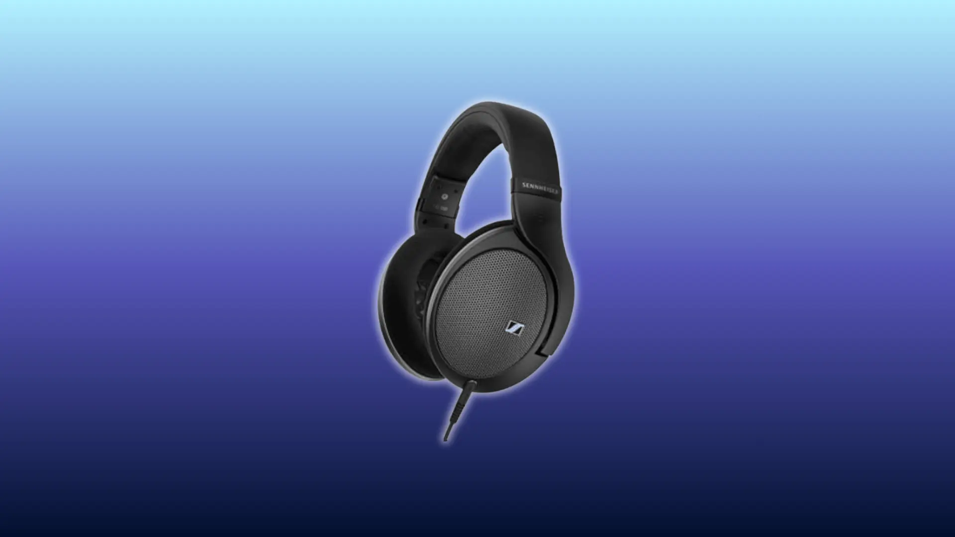 Image of Sennheiser HD 550 headphones, over-ear open-back design, displayed against gradient blue background.