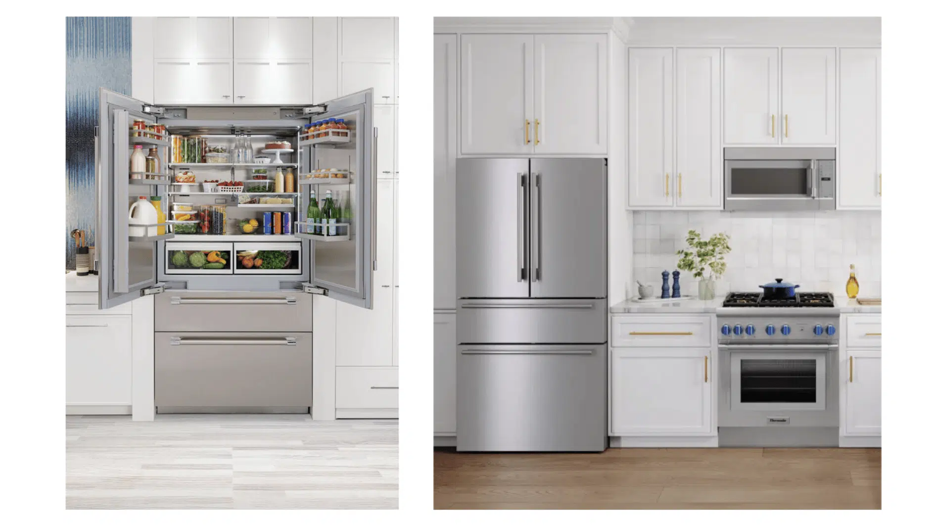 thermador freedom collection built-in refrigerator with panel-ready luxury design and stainless steel interior shelves