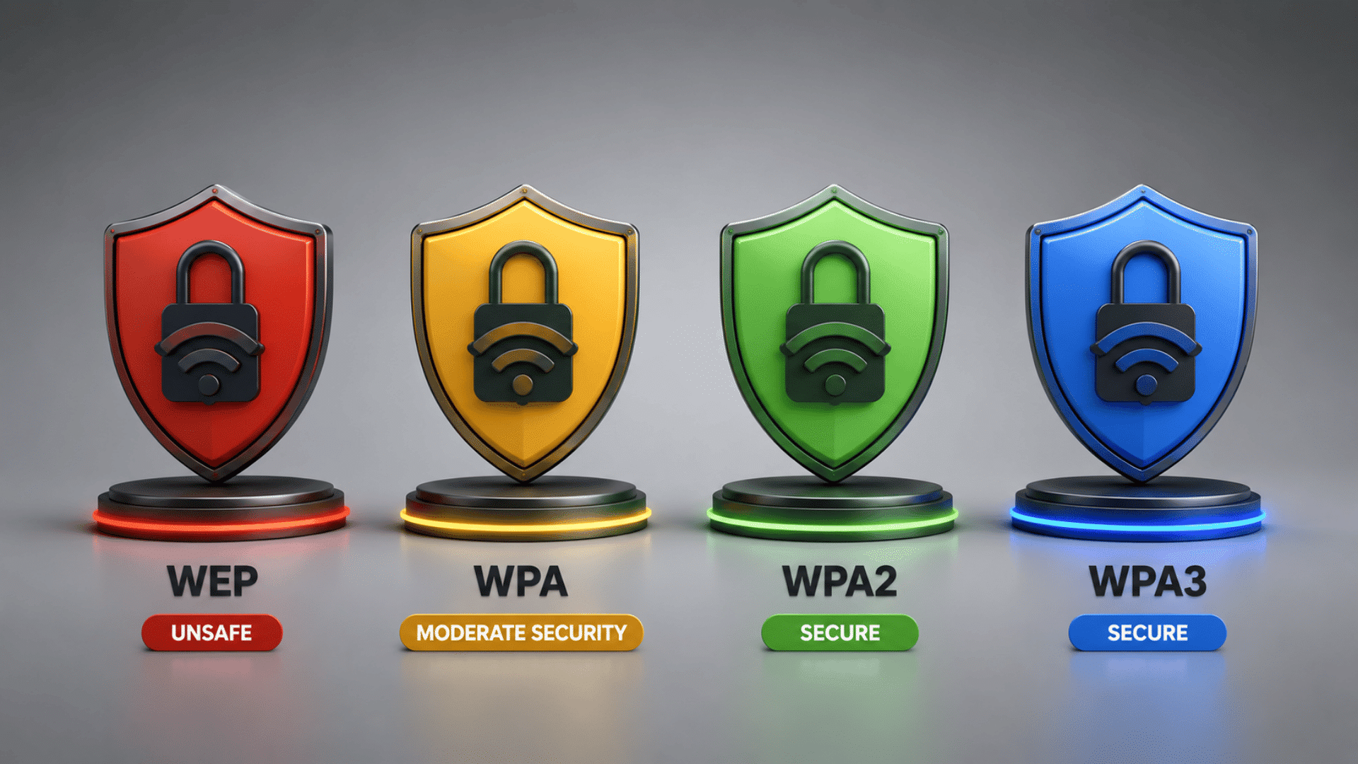types of network security keys wep wpa wpa2 wpa3