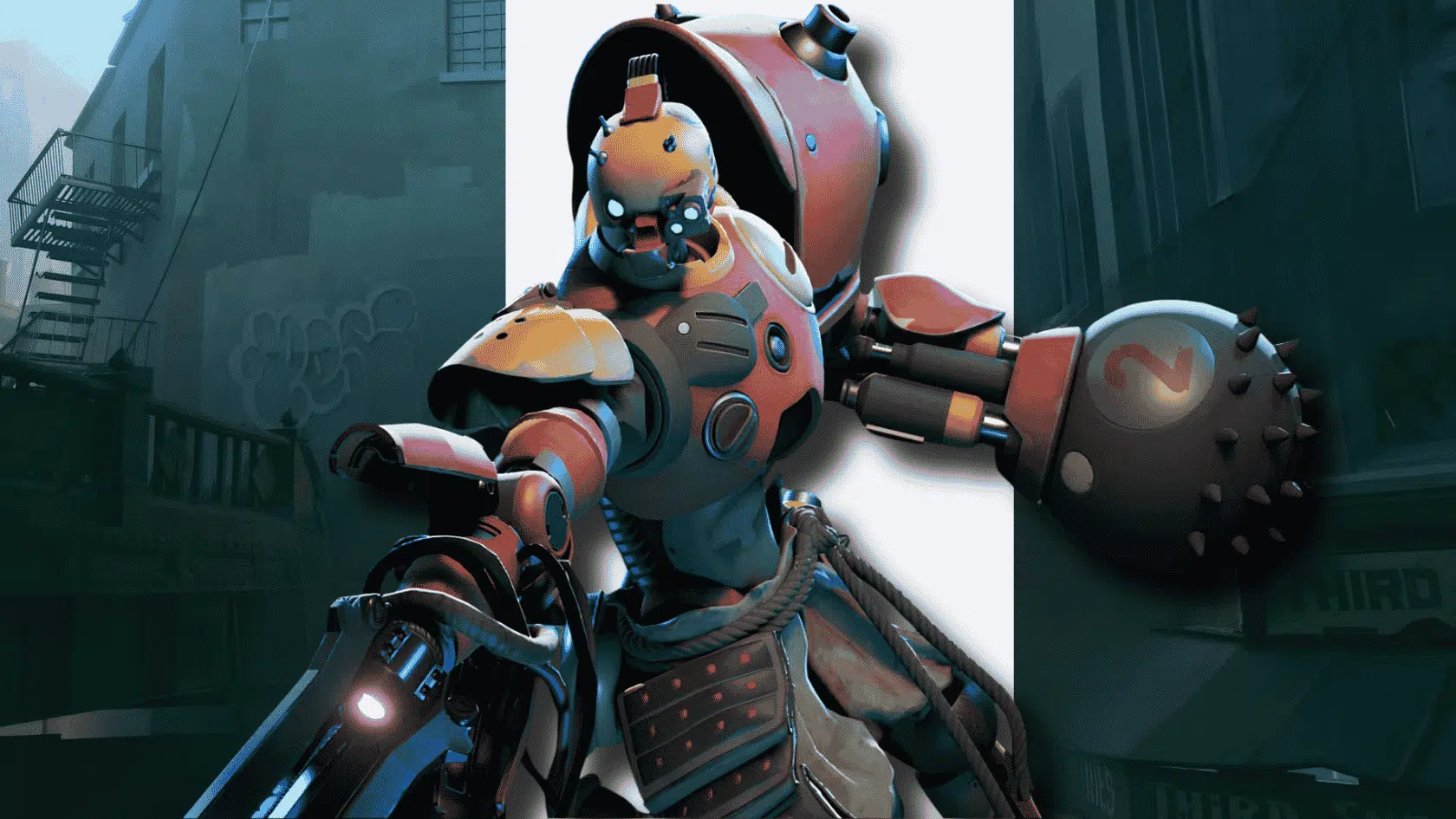 3d style presentation of deadlock character bebop in a detailed game environment presentation