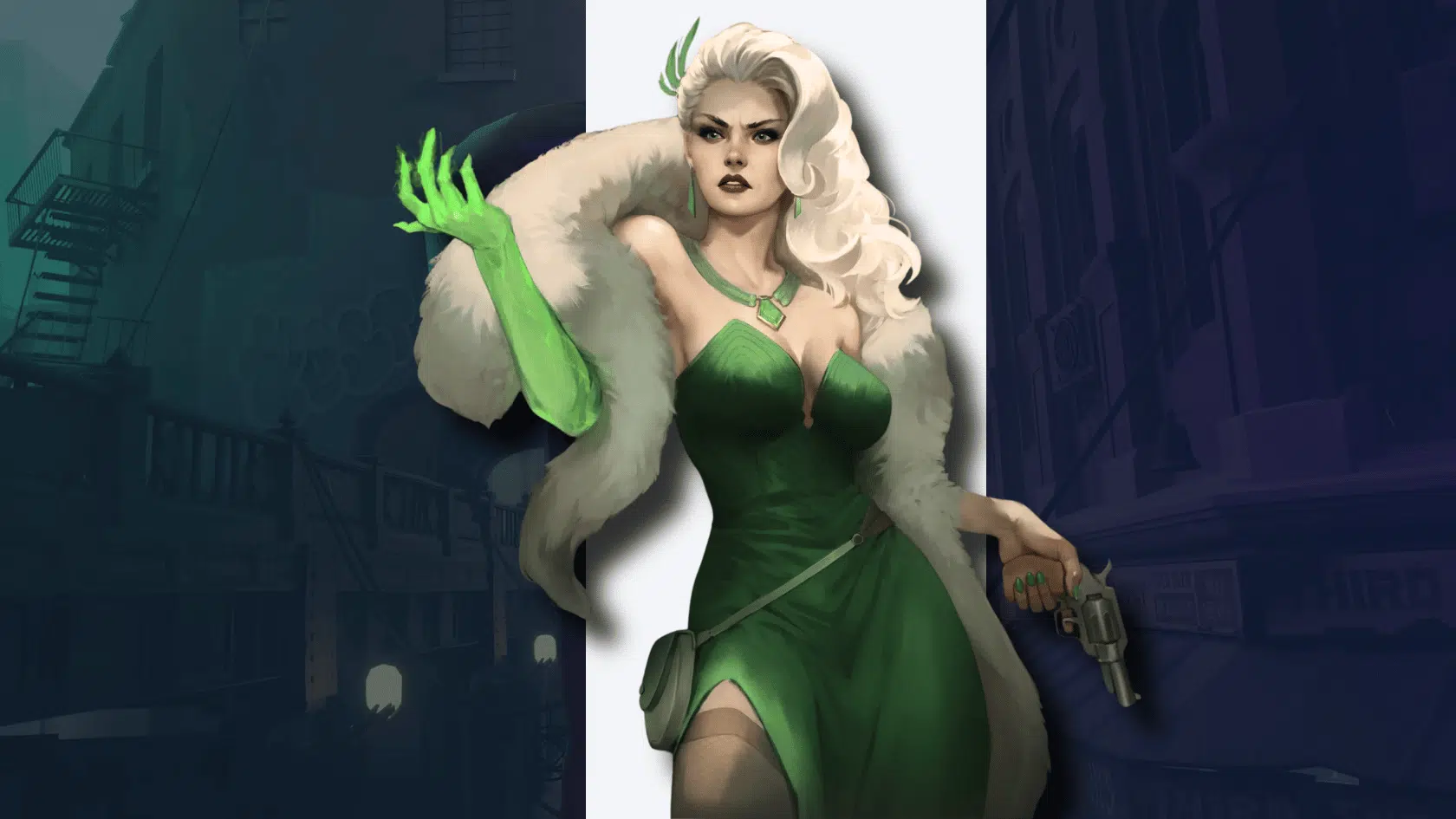 3d style presentation of deadlock character lady geist in a detailed game environment presentation