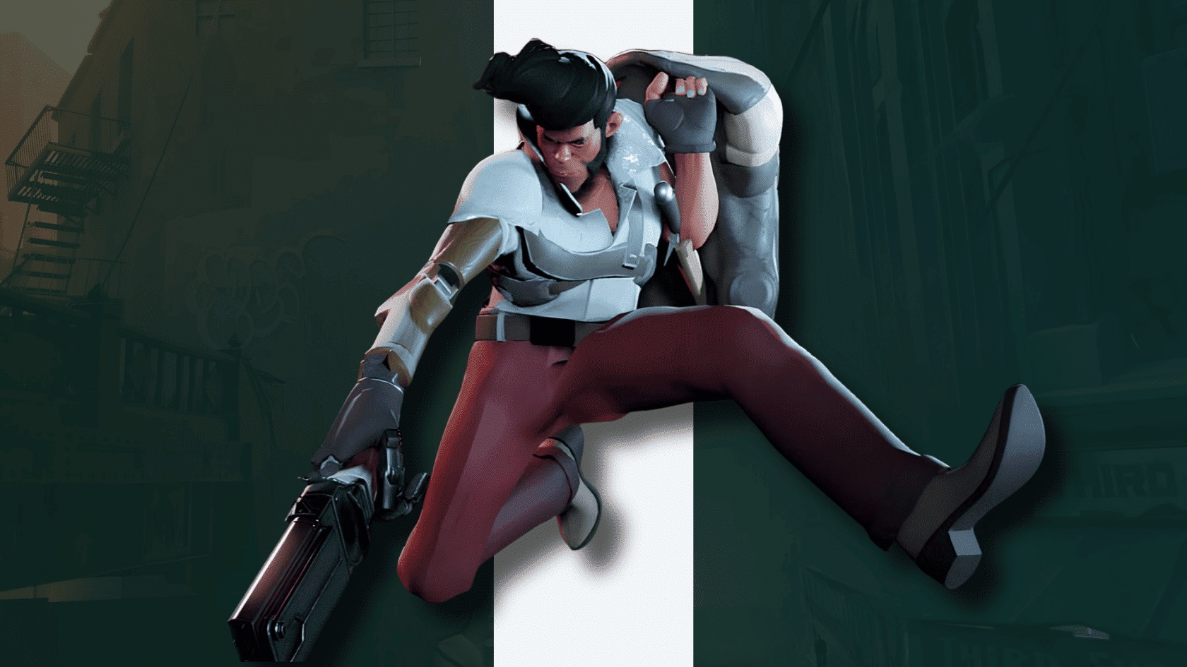 3d style presentation of deadlock character shiv in a detailed game environment presentation
