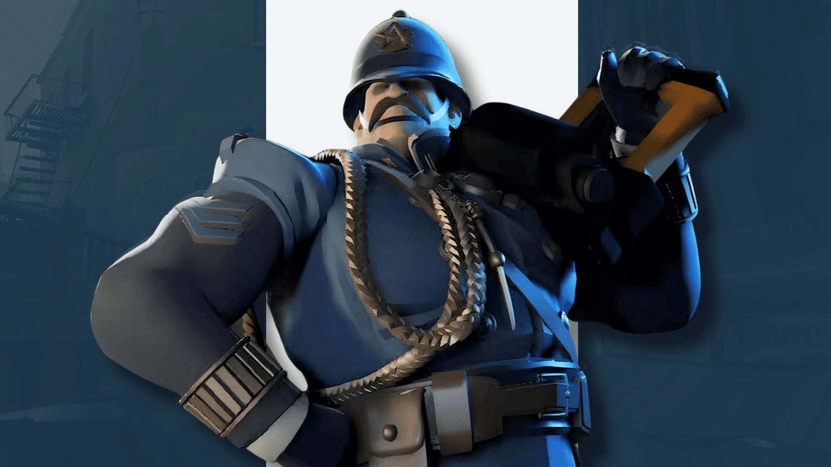 a 3d style presentation of deadlock character warden in a detailed game environment presentation