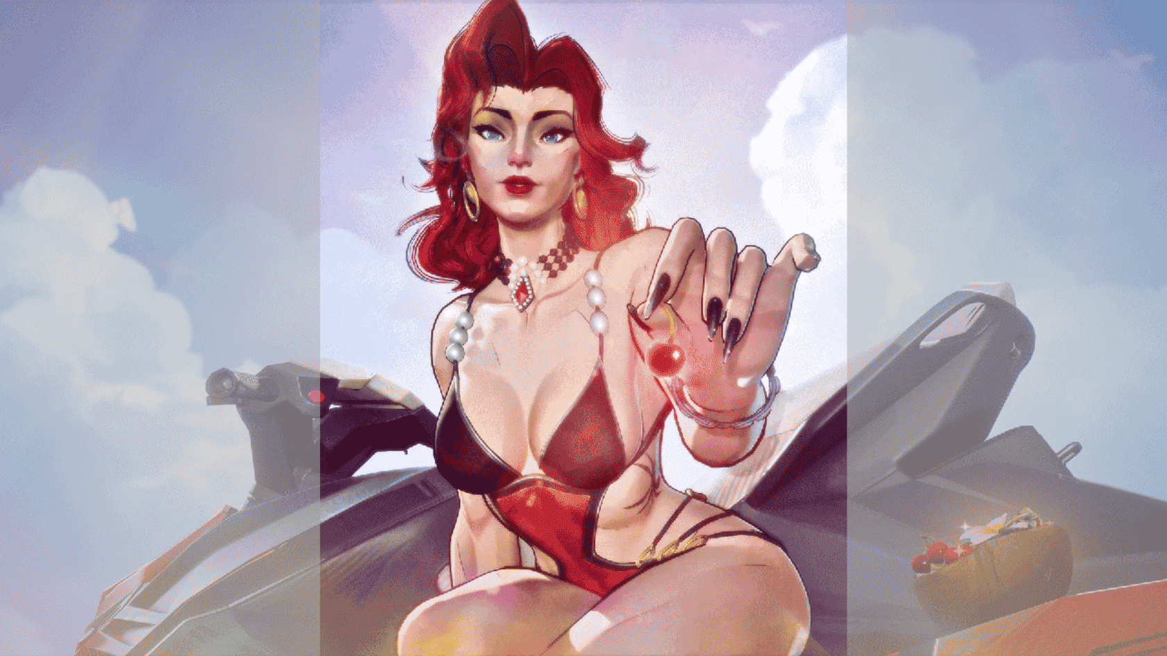 a marvel rivals character character black widow image on a blurred background presentation