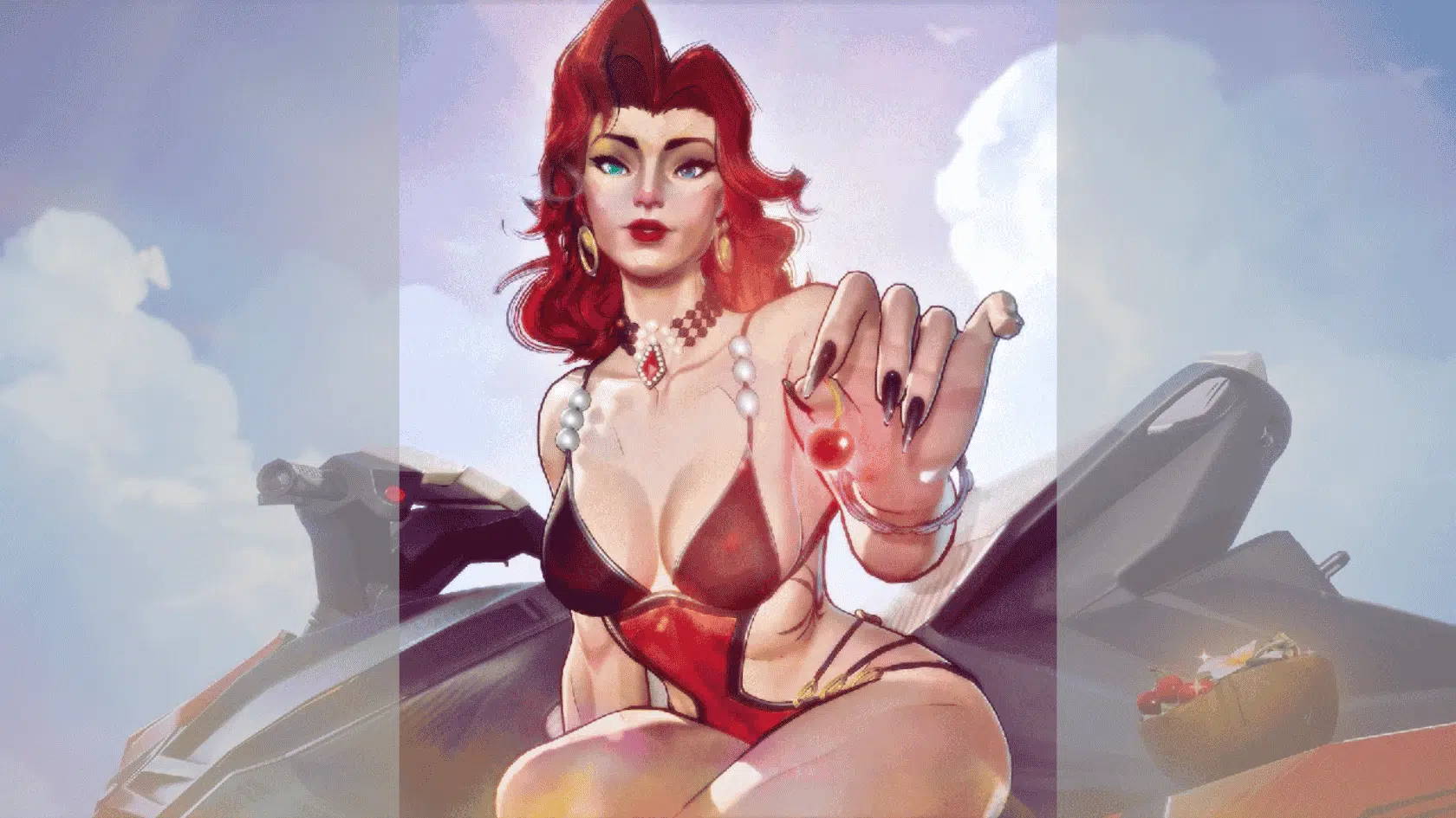 a marvel rivals character character black widow image on a blurred background presentation