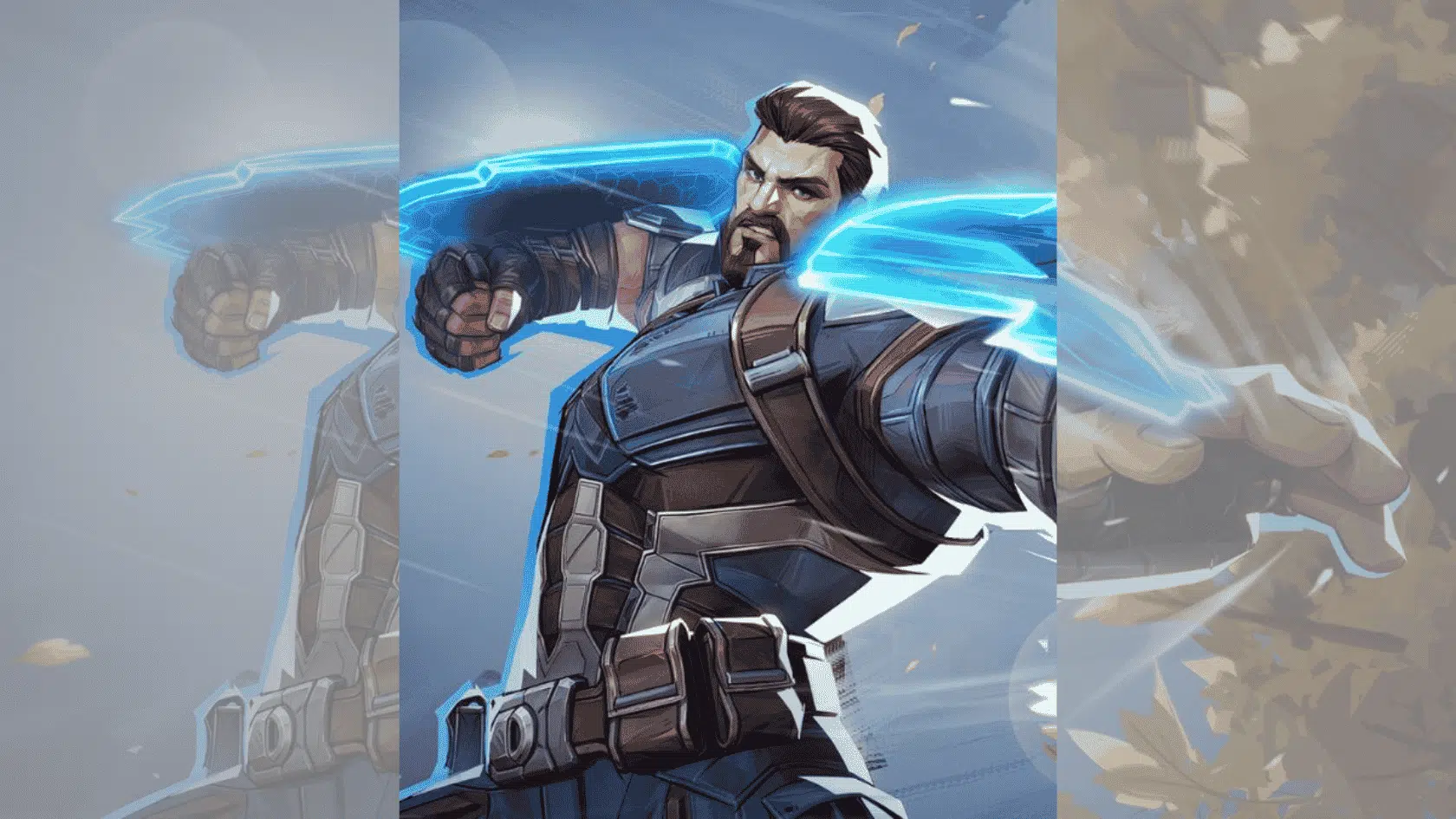 a marvel rivals character character captain america image on a blurred background presentation