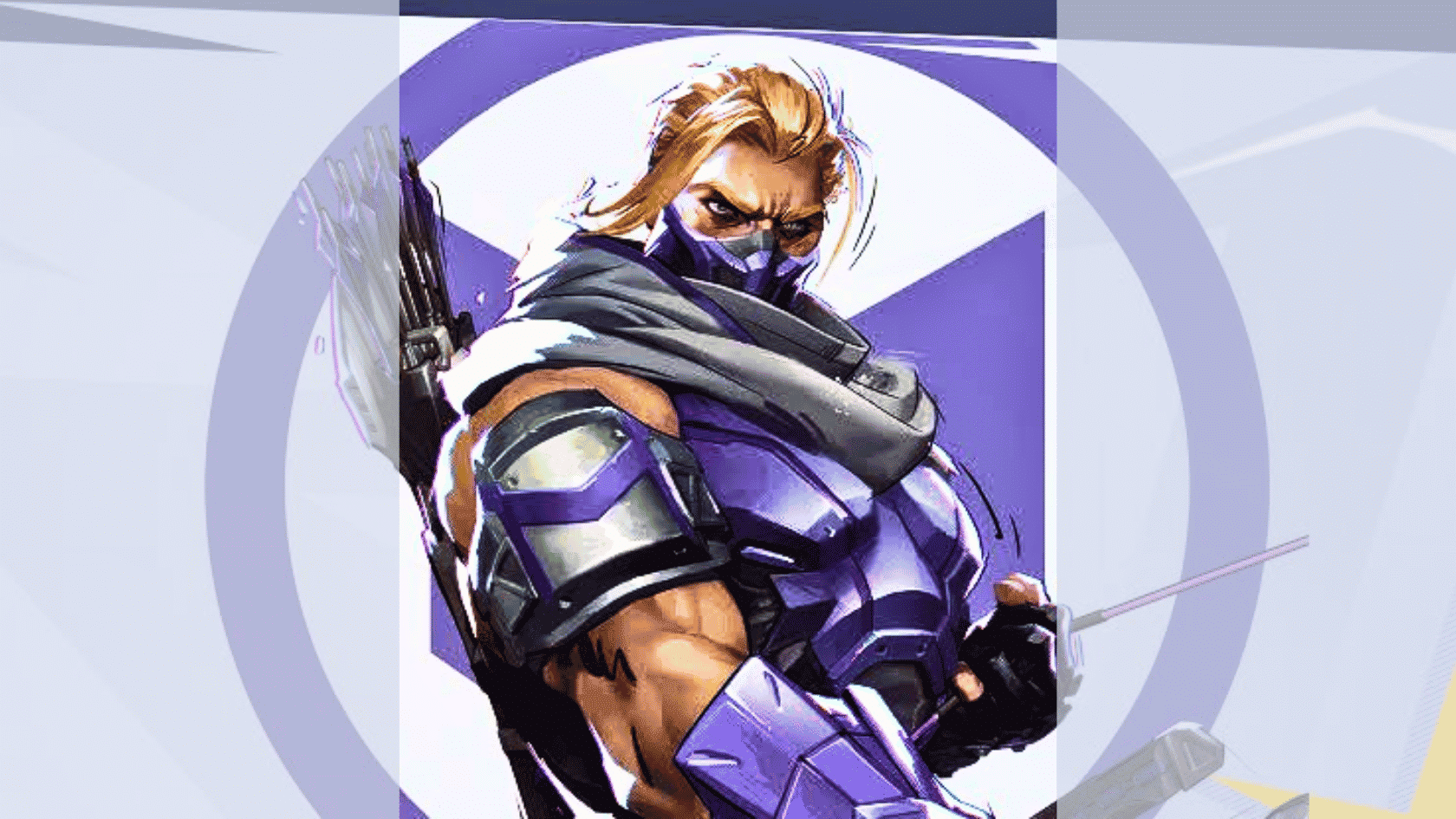 a marvel rivals character character hawkeye image on a blurred background presentation