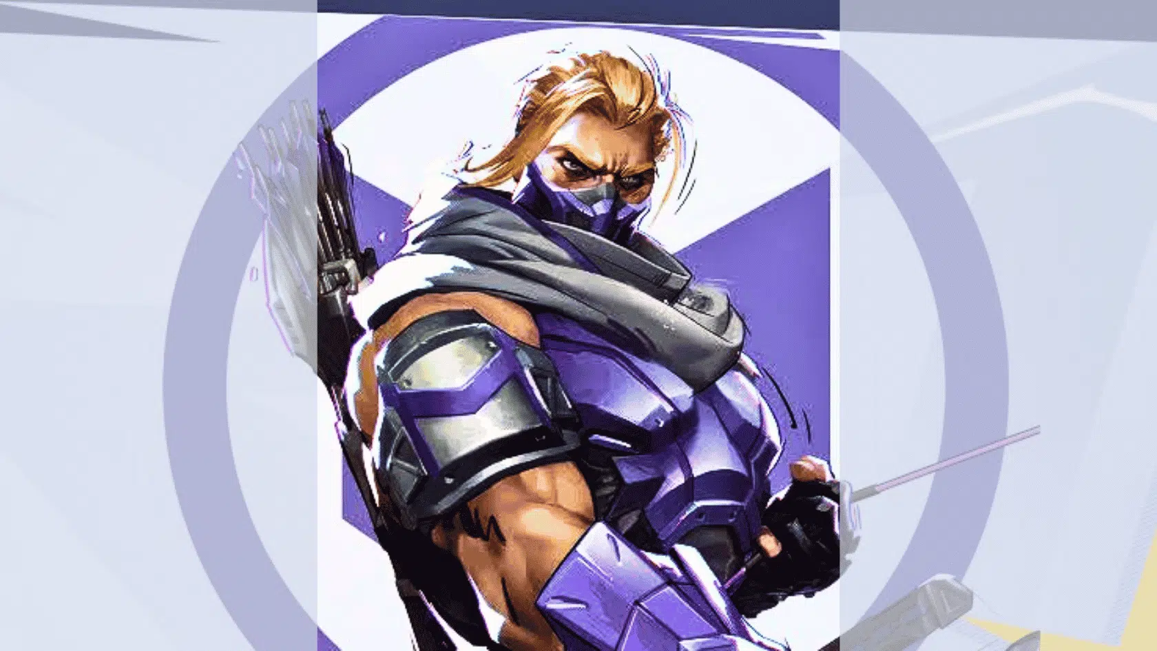 a marvel rivals character character hawkeye image on a blurred background presentation