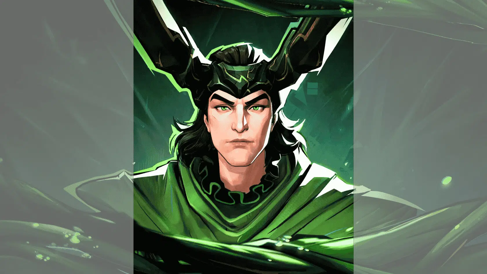 a marvel rivals character character loki image on a blurred background presentation
