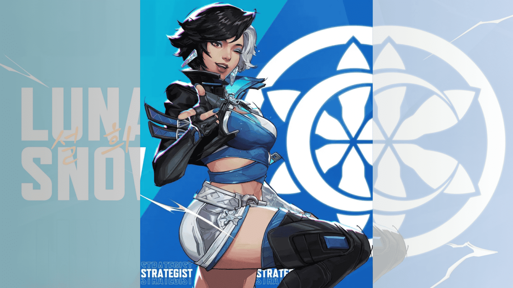 a marvel rivals character character luna snow image on a blurred background presentation