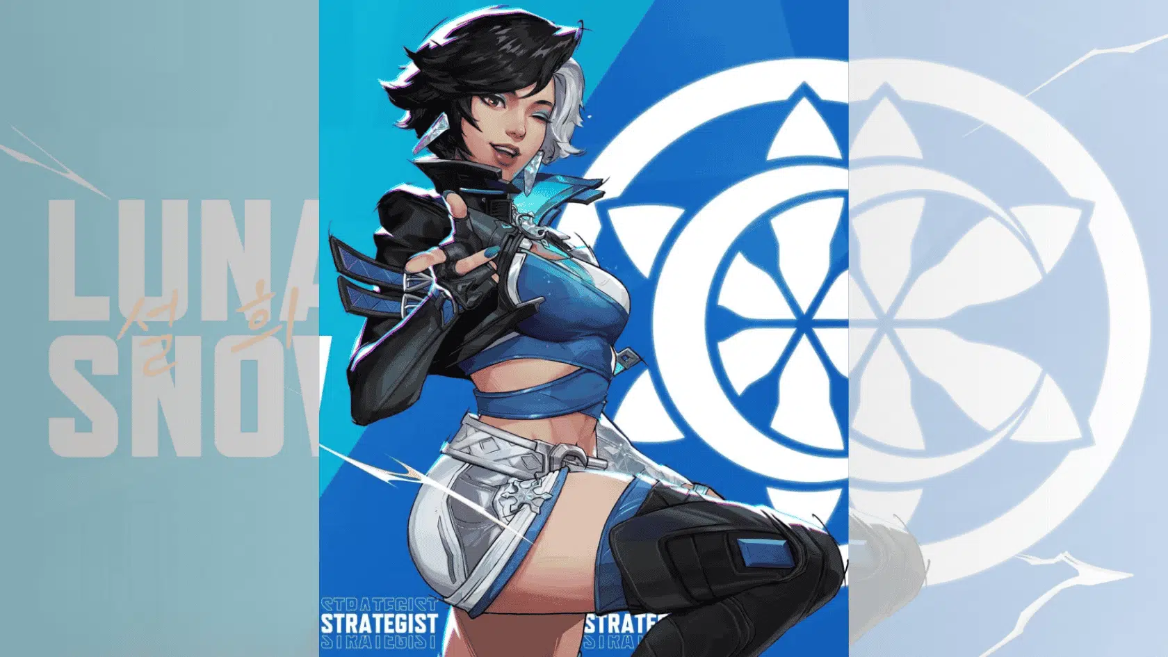 a marvel rivals character character luna snow image on a blurred background presentation