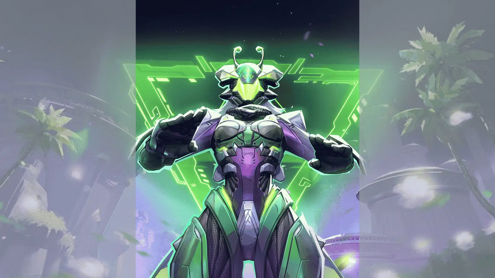 a marvel rivals character character mantis image on a blurred background presentation
