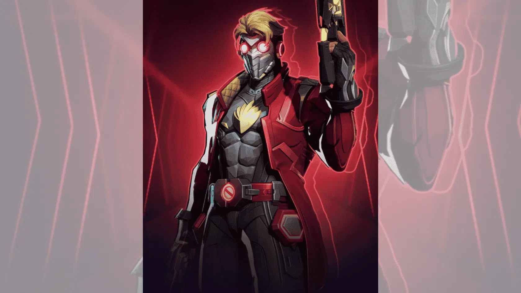 a marvel rivals character character star lord image on a blurred background presentation