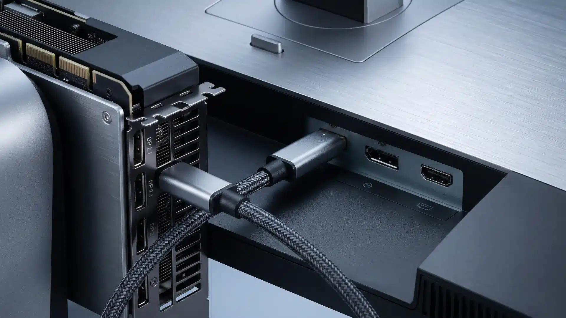 Modern PC hardware showing next-generation DisplayPort connectivity.