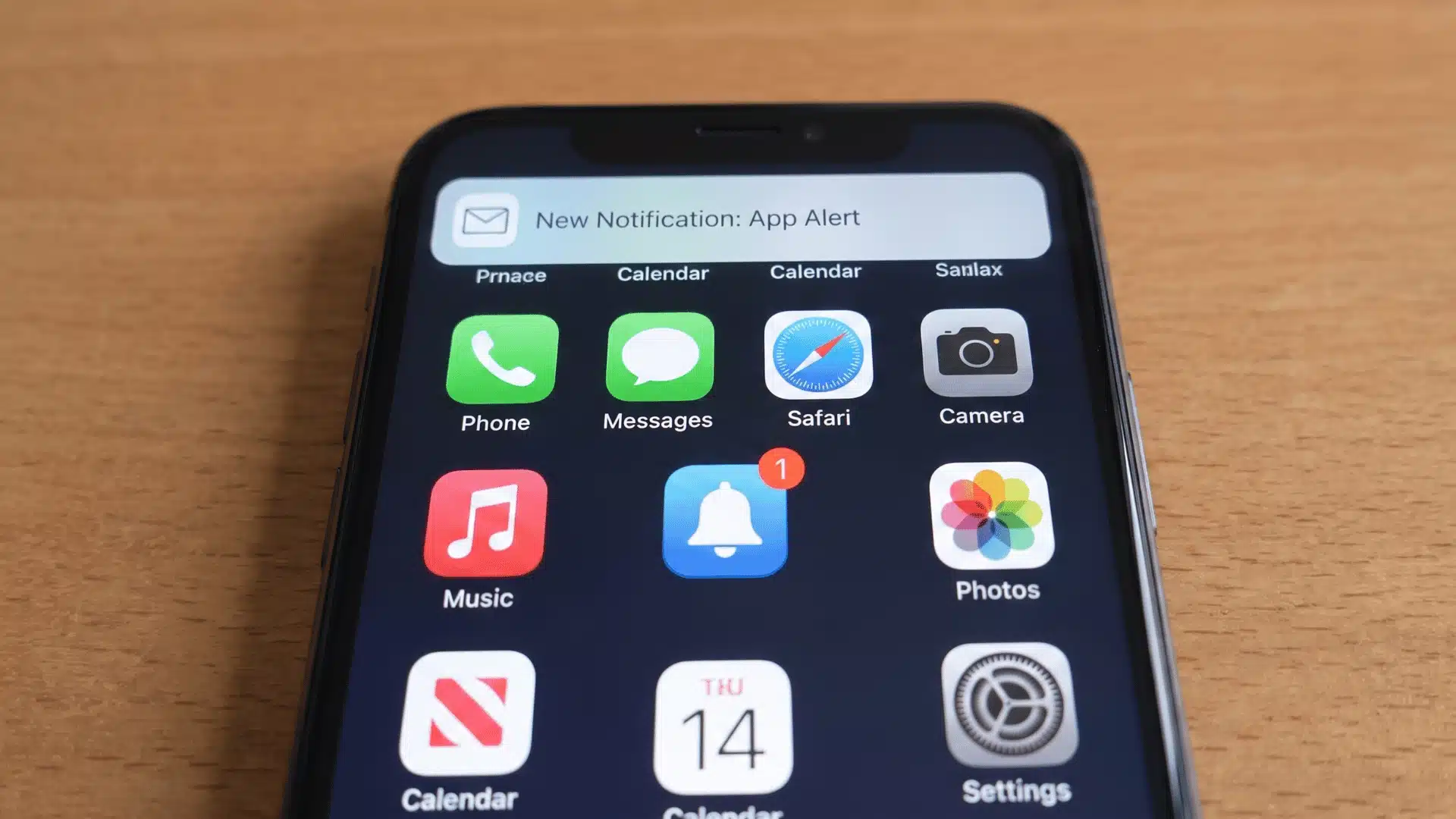 Phone screen with an app banner alert above an app icon with a badge