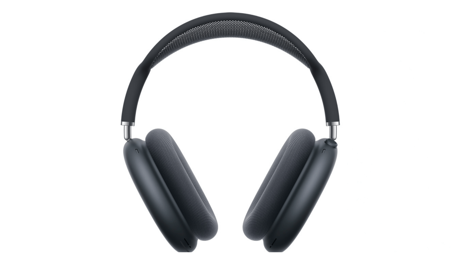 black airpods max headphones centered on a plain white background