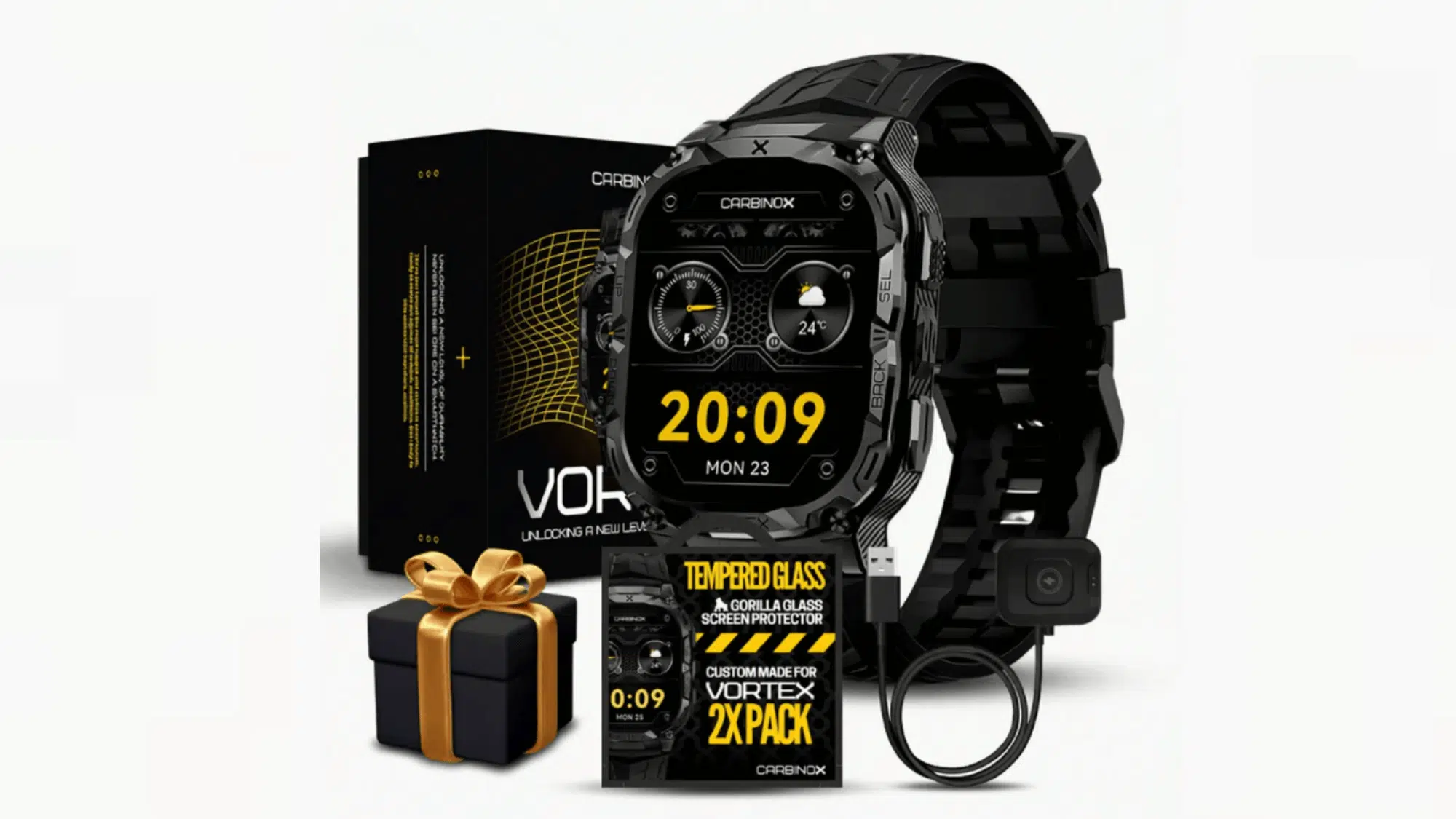 carbinox-vortex-smartwatch-with-black-design-digital-display-and-packaging-box