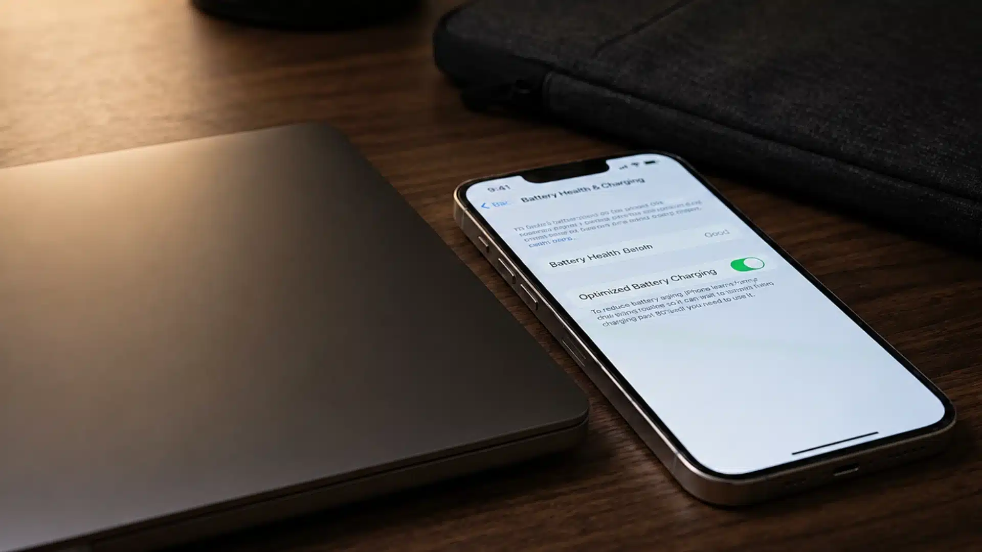 iPhone displaying battery settings menus for managing optimized battery charging