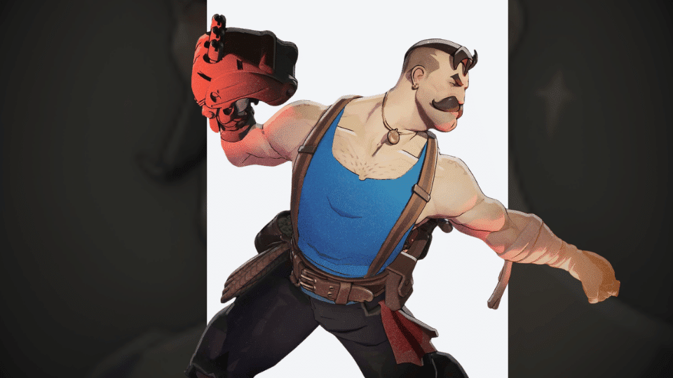 lash character from video game deadlock shown in dynamic pose on dark blurred background