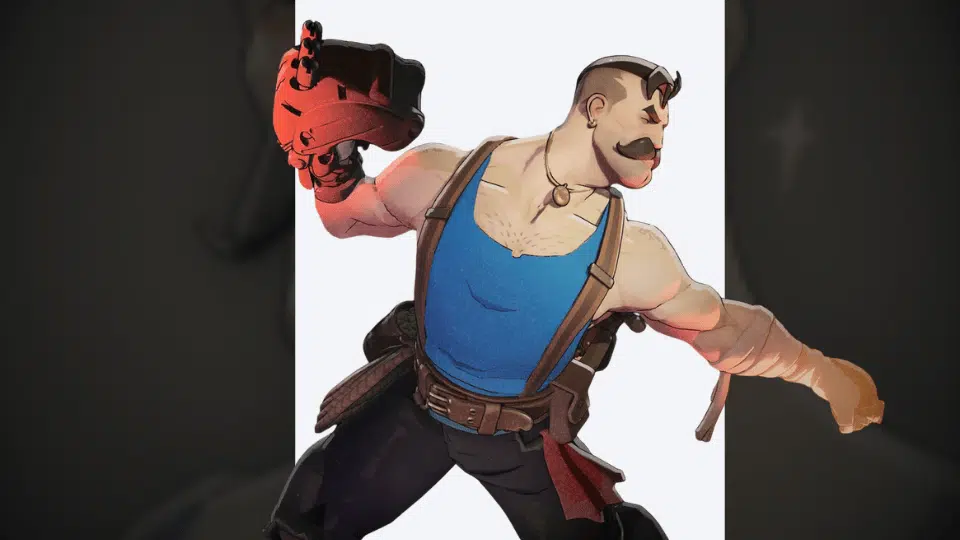 lash character from video game deadlock shown in dynamic pose on dark blurred background