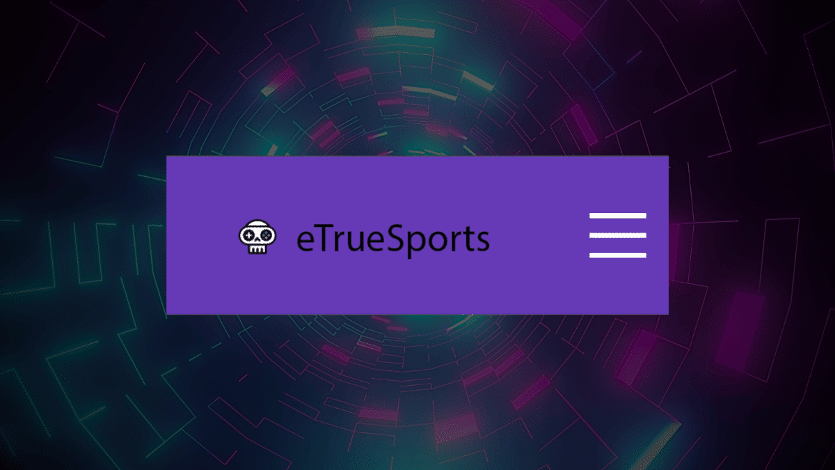 logo of etruesports displayed on a glowing neon background with vibrant colors