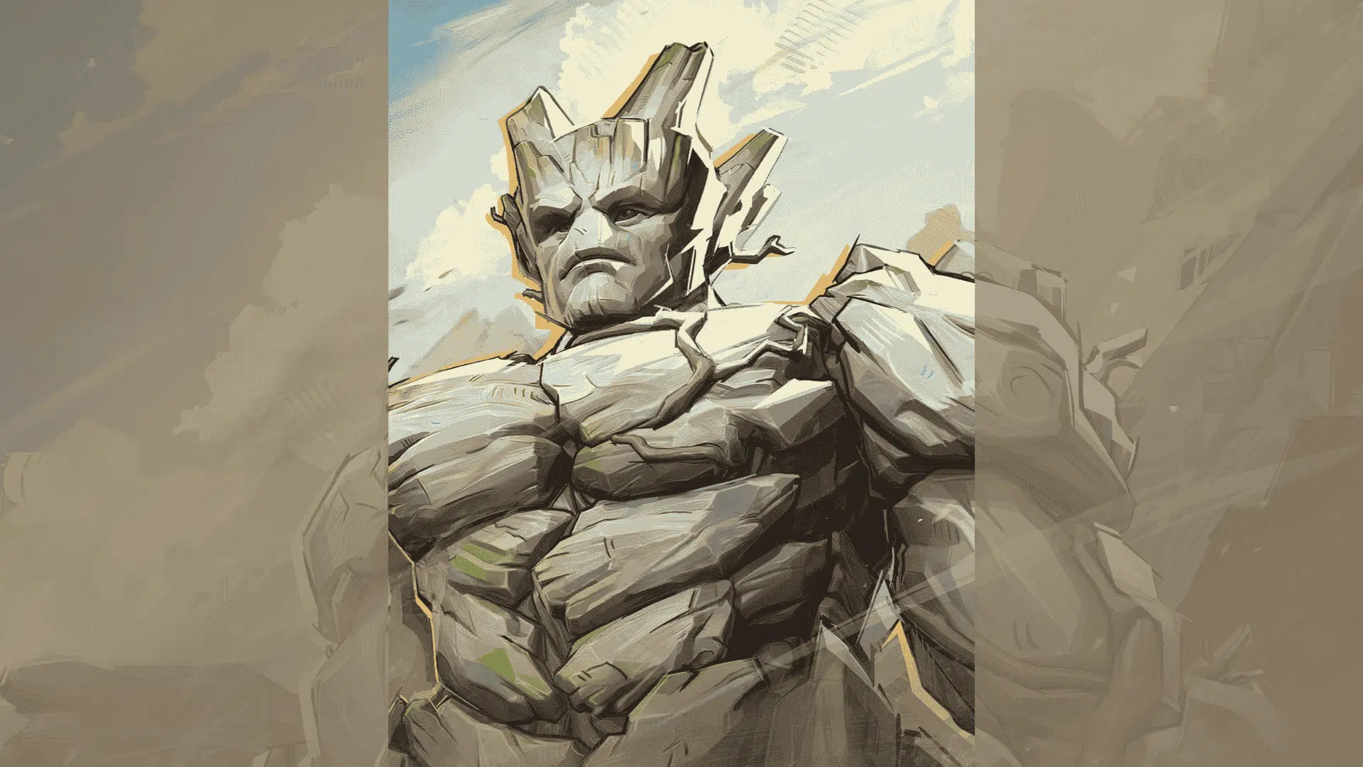 marvel rivals character groot character image on a blurred background