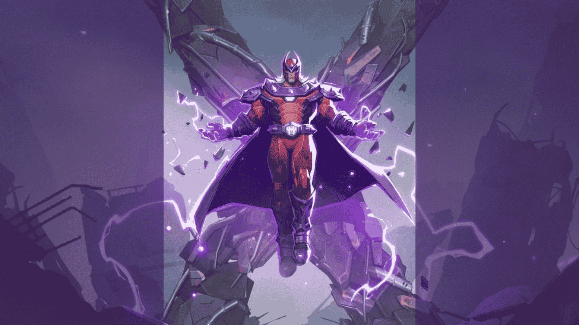 marvel rivals character magneto character image on a blurred background
