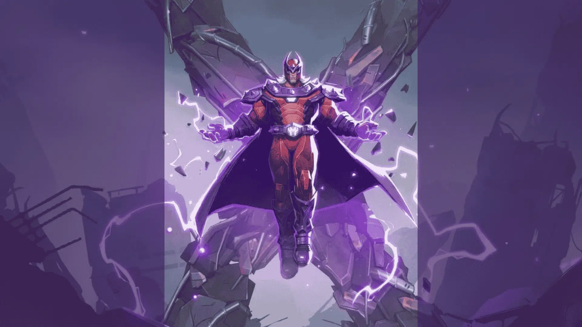marvel rivals character magneto character image on a blurred background