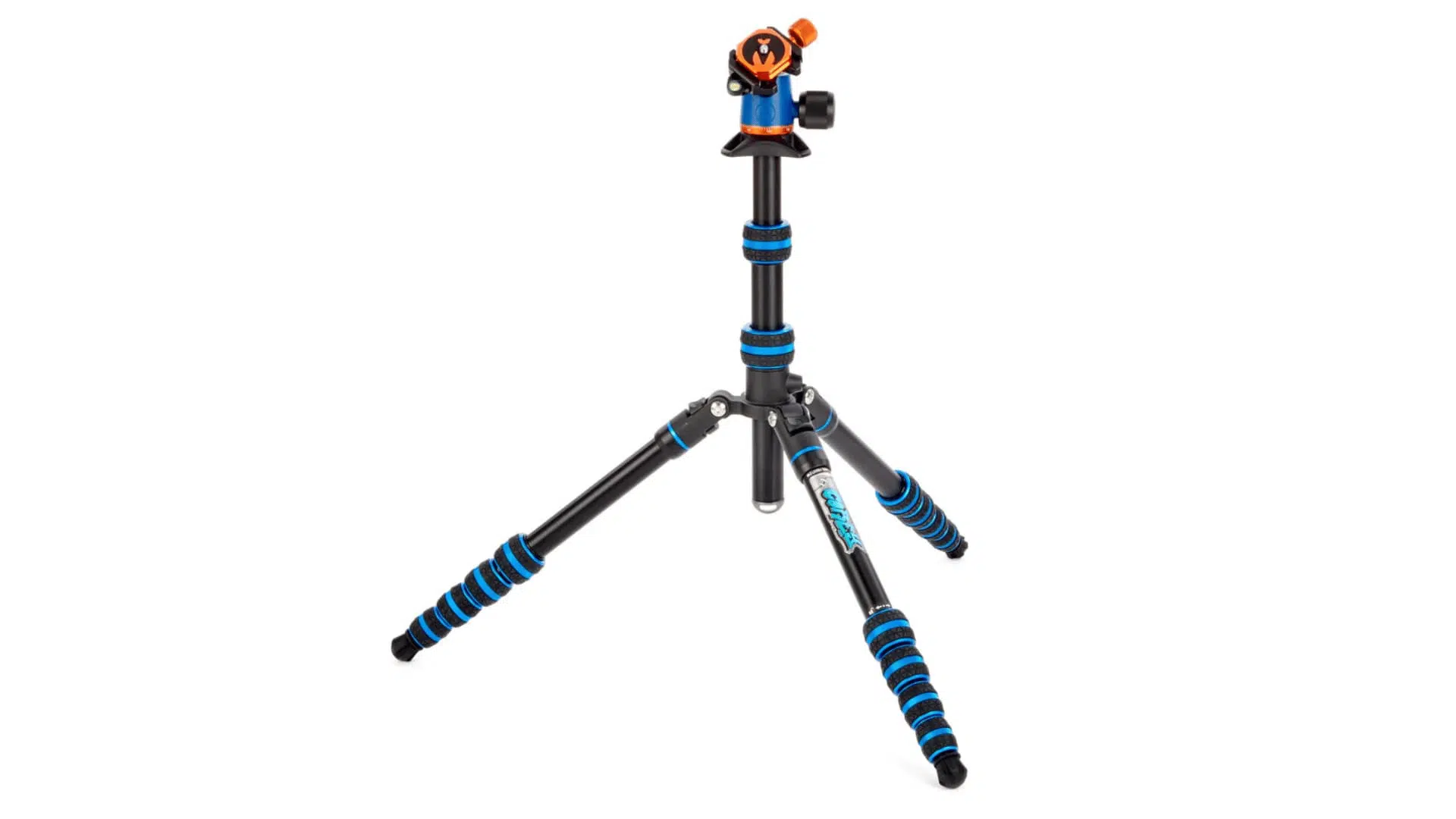 3 legged thing punks corey 2.0 tripod with blue and black adjustable legs and compact design for flexible travel photography