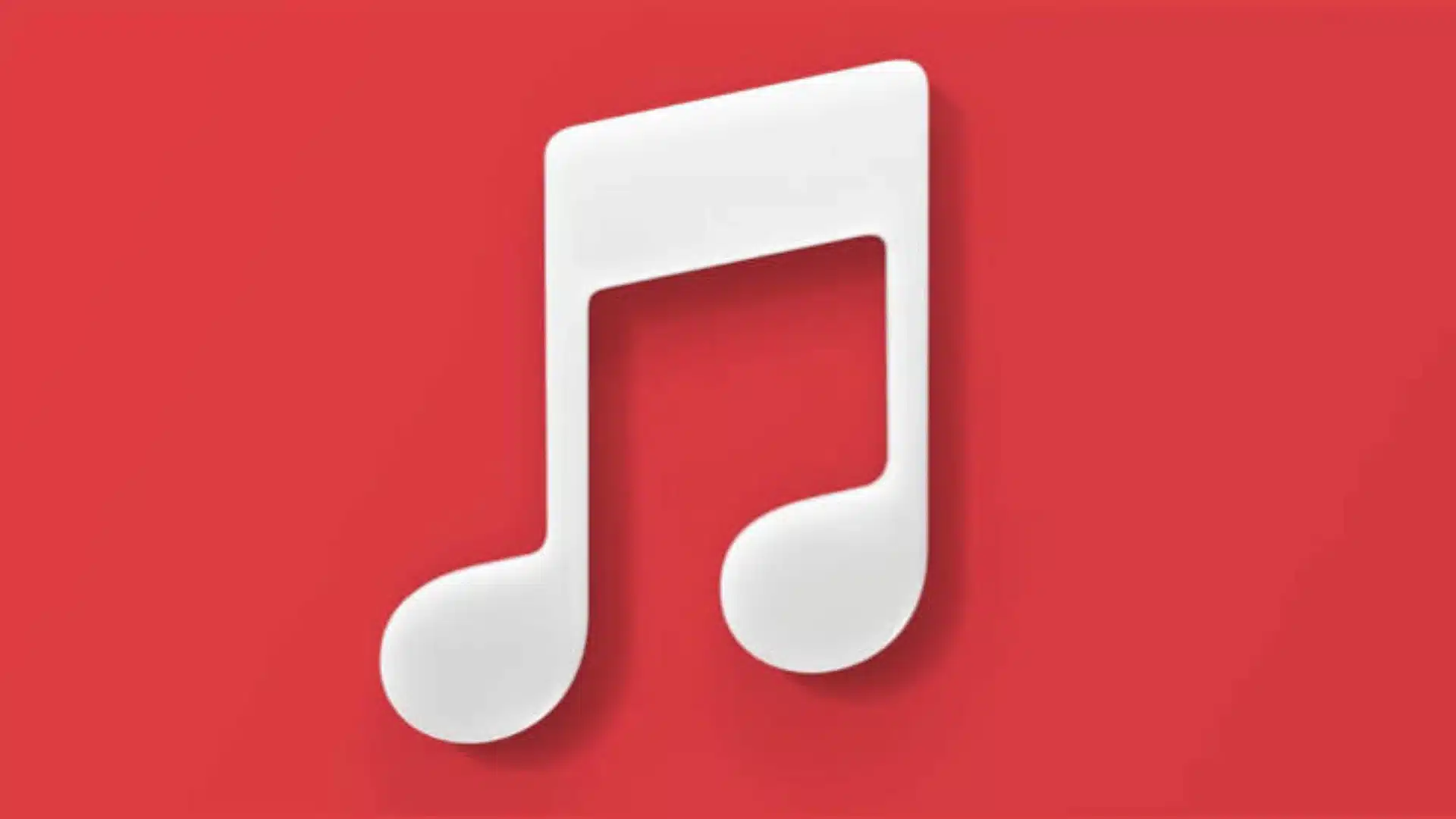 Apple Music on a red background representing audio and music streaming.
