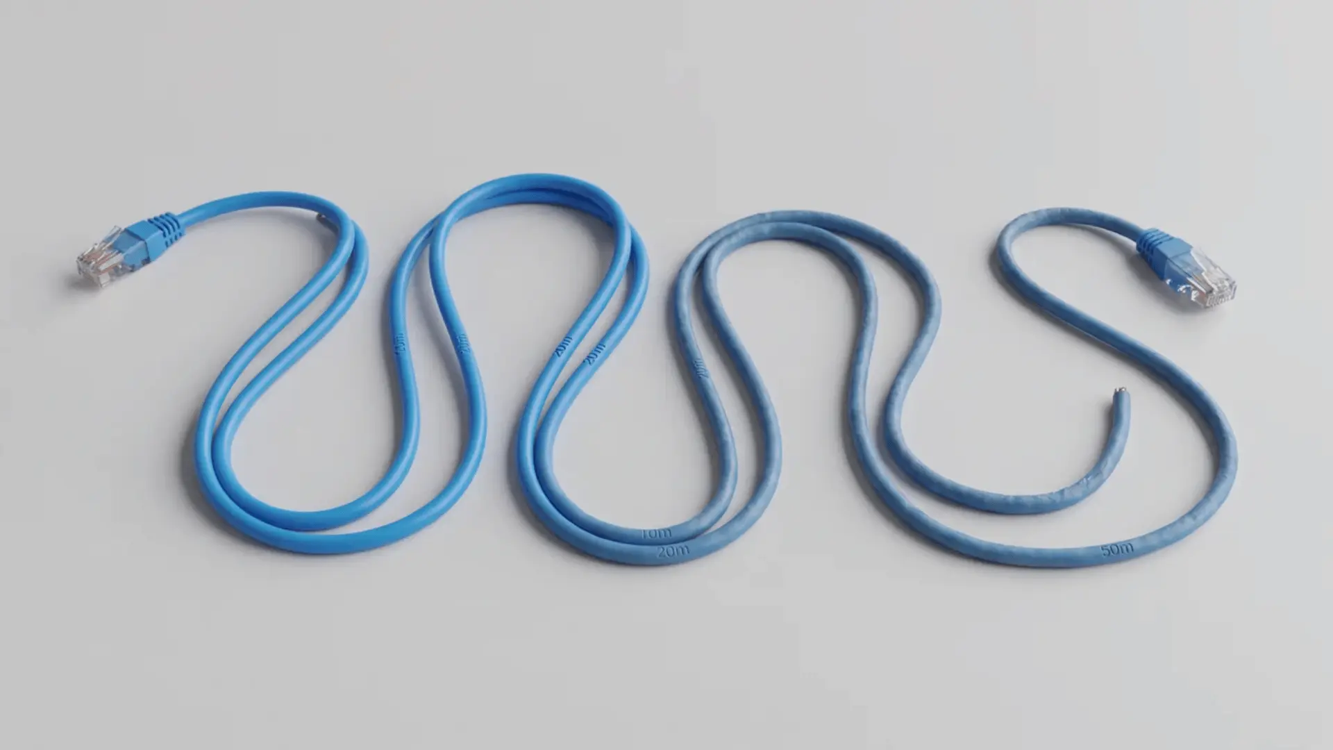 Cat6 copper cable showing signal weakening over a longer cable run