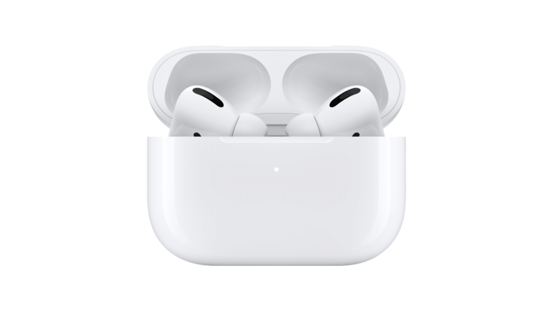 first generation apple airpods pro with charging case shown on clean white background in clear product display