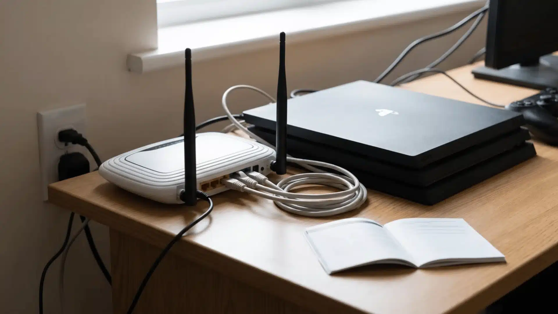 Router and gaming console connected during network setup