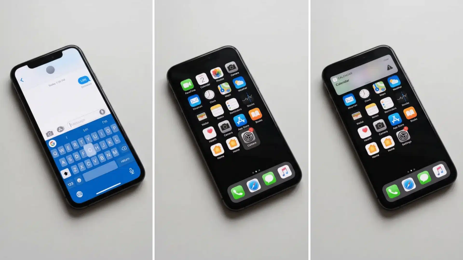 Modern iPhone showing typing, tapping, and notification interactions