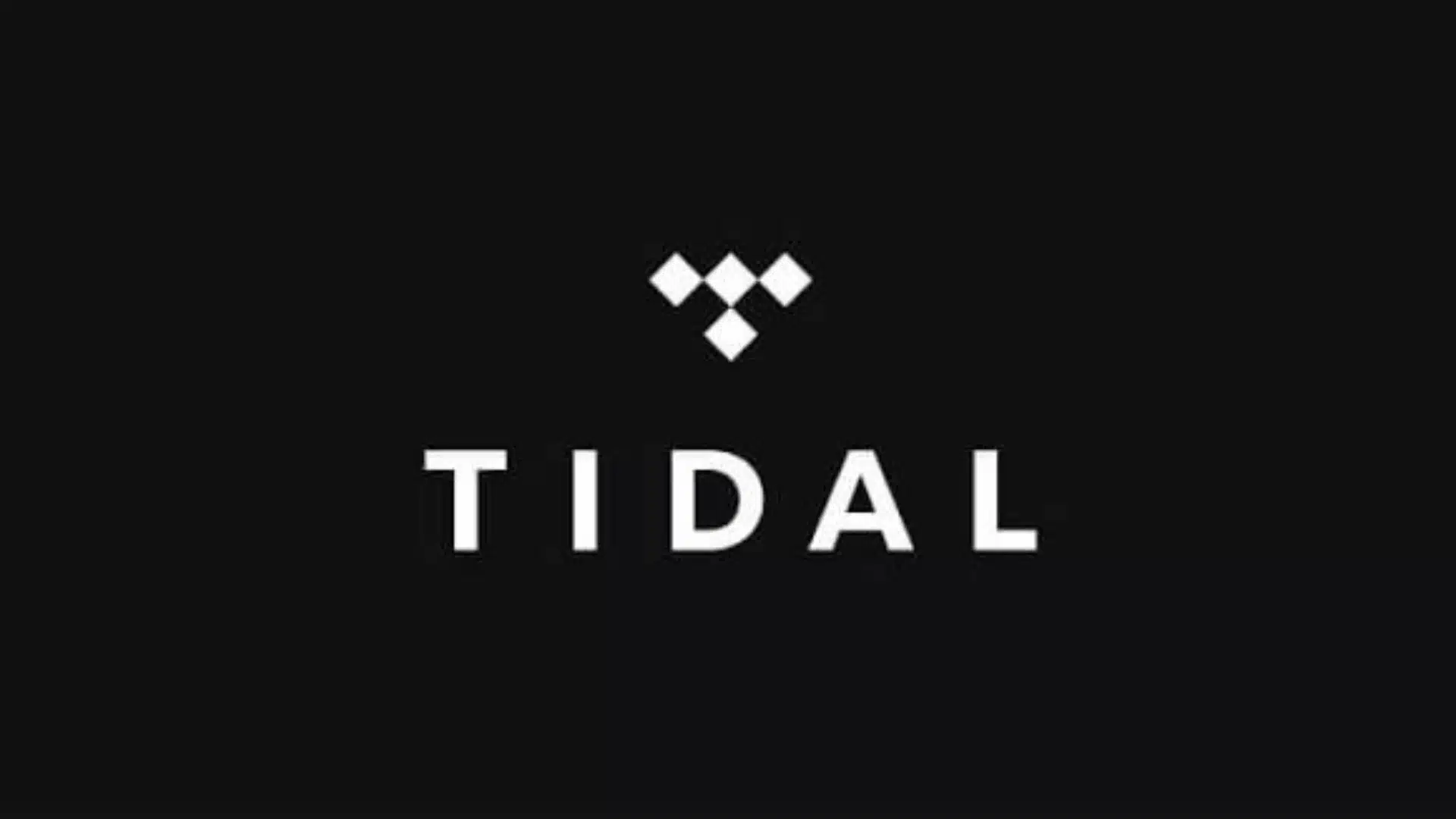 TIDAL music streaming logo on a black background with white text and diamond-shaped icon.