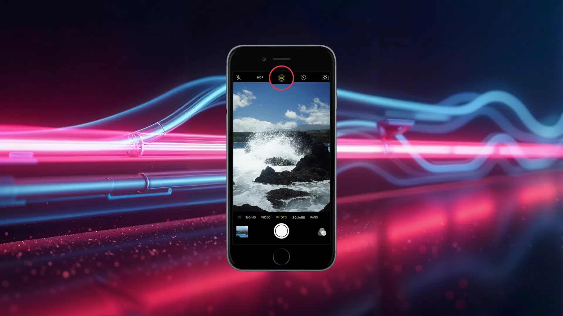 turn off live photos icon on an iphone camera screen showing disabled photo capture setting