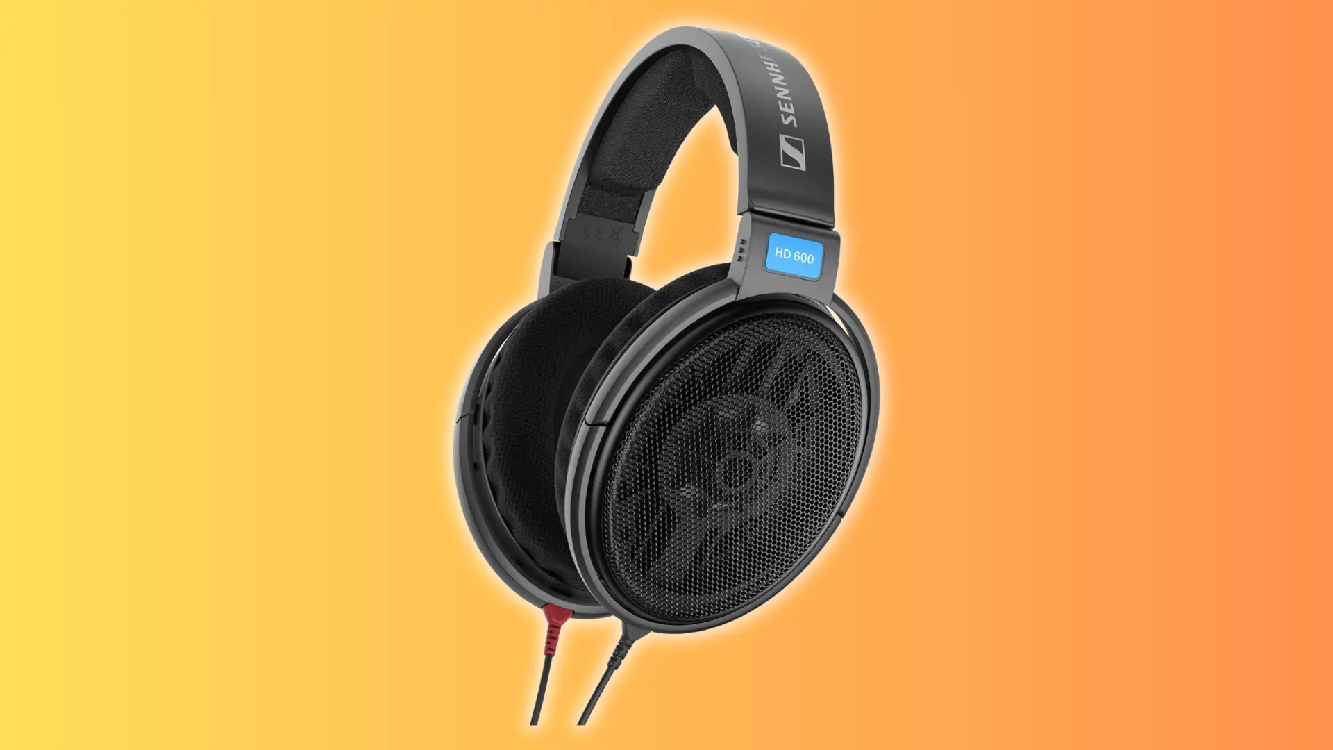 Sennheiser HD 600 open-back headphones displayed on a warm gradient background