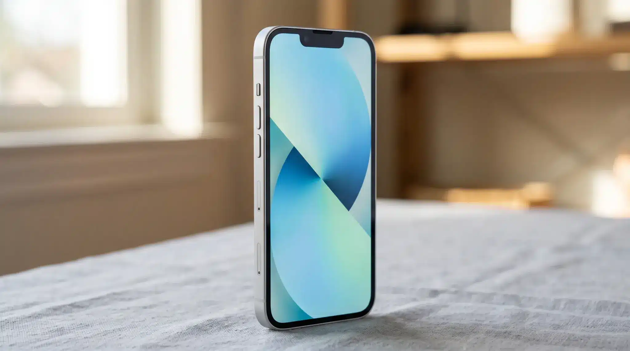 Powered-on iPhone showing its screen, frame, and side buttons for quick model identification.